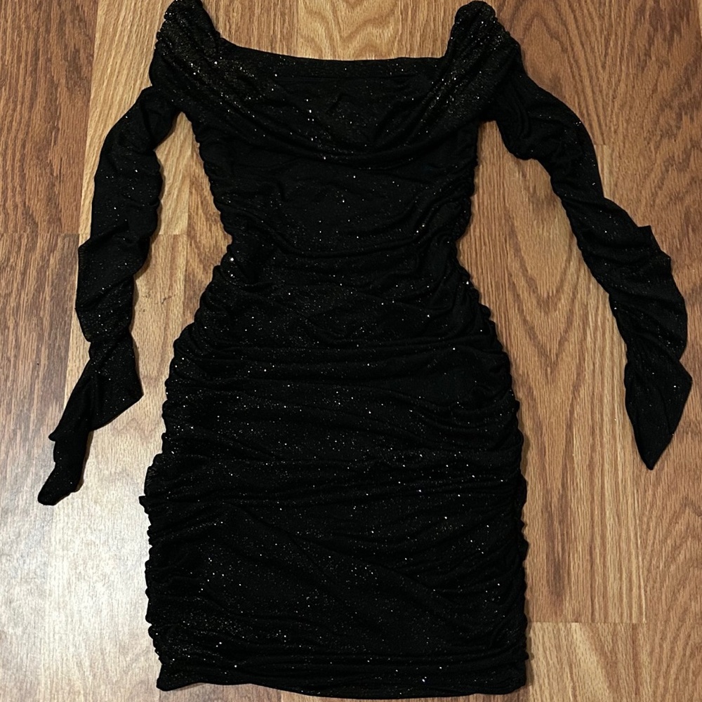 Bee Oh Polly Party Dress Sparkly Black Mini Dress - Picture 7 of 8